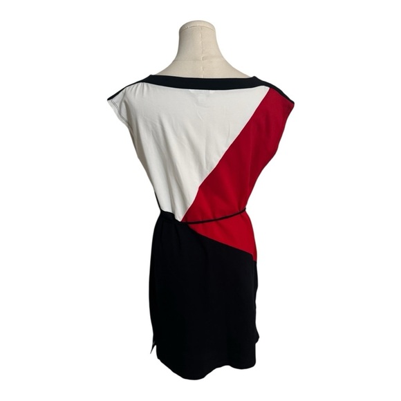 Tommy Hilfiger Red White Blue Belted Colorblock Stretch Cotton Mini Dress Size S - Picture 4 of 8